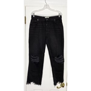 We The Free Women's Distressed Cropped Denim Jeans Black Size 28 Measure Size 32